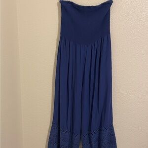 Elegant Blue Strapless Jumpsuit